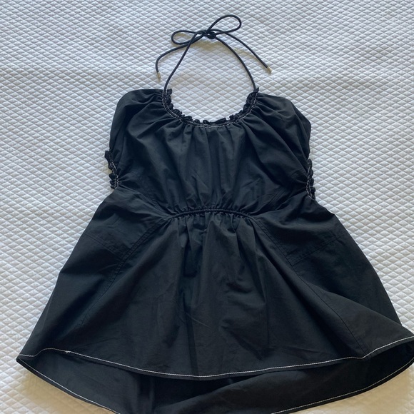 3.1 Phillip Lim black halter gathered peplum style top size 8 - Picture 3 of 8